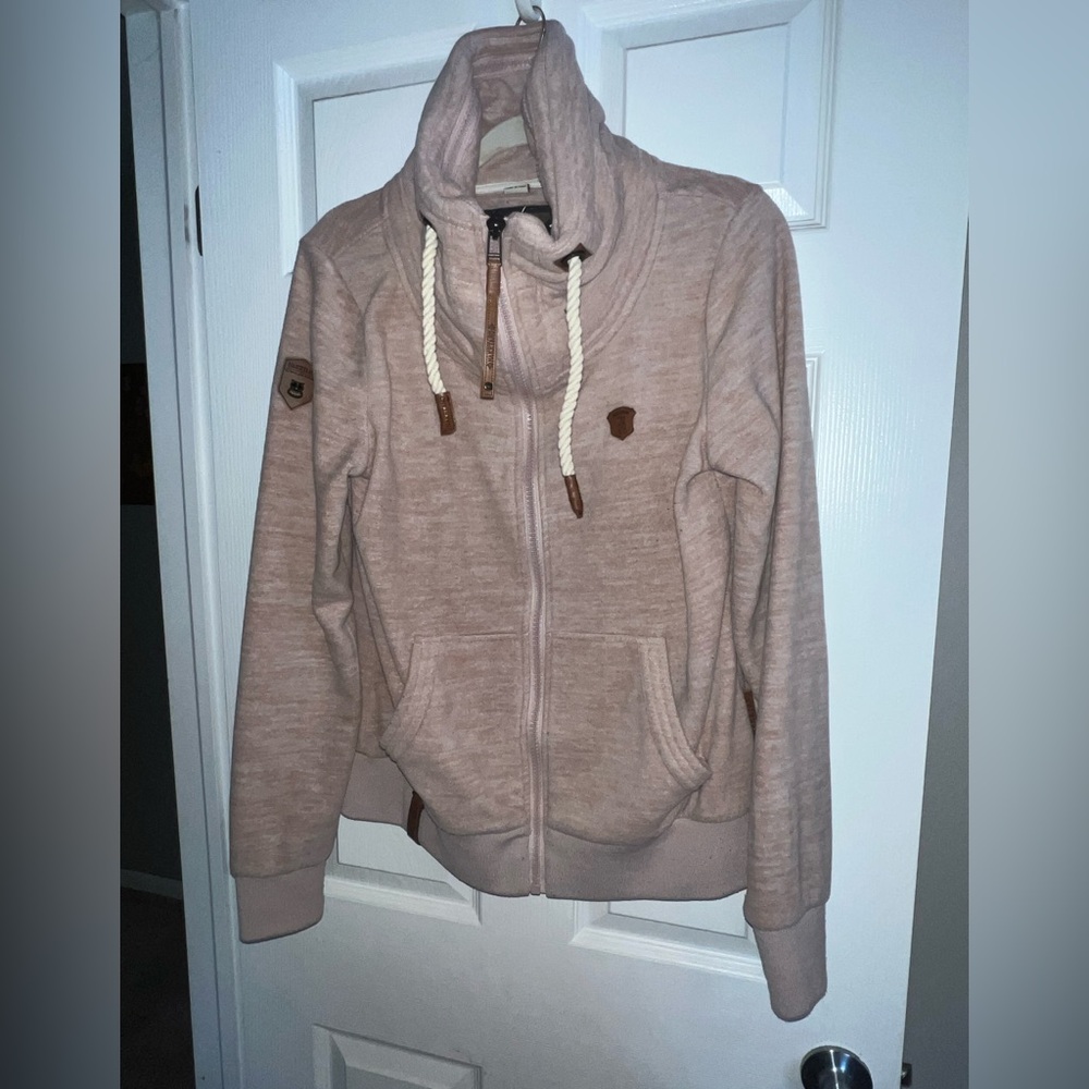 Naketano Full Zip Fleece Jacket EUC Heather Pink